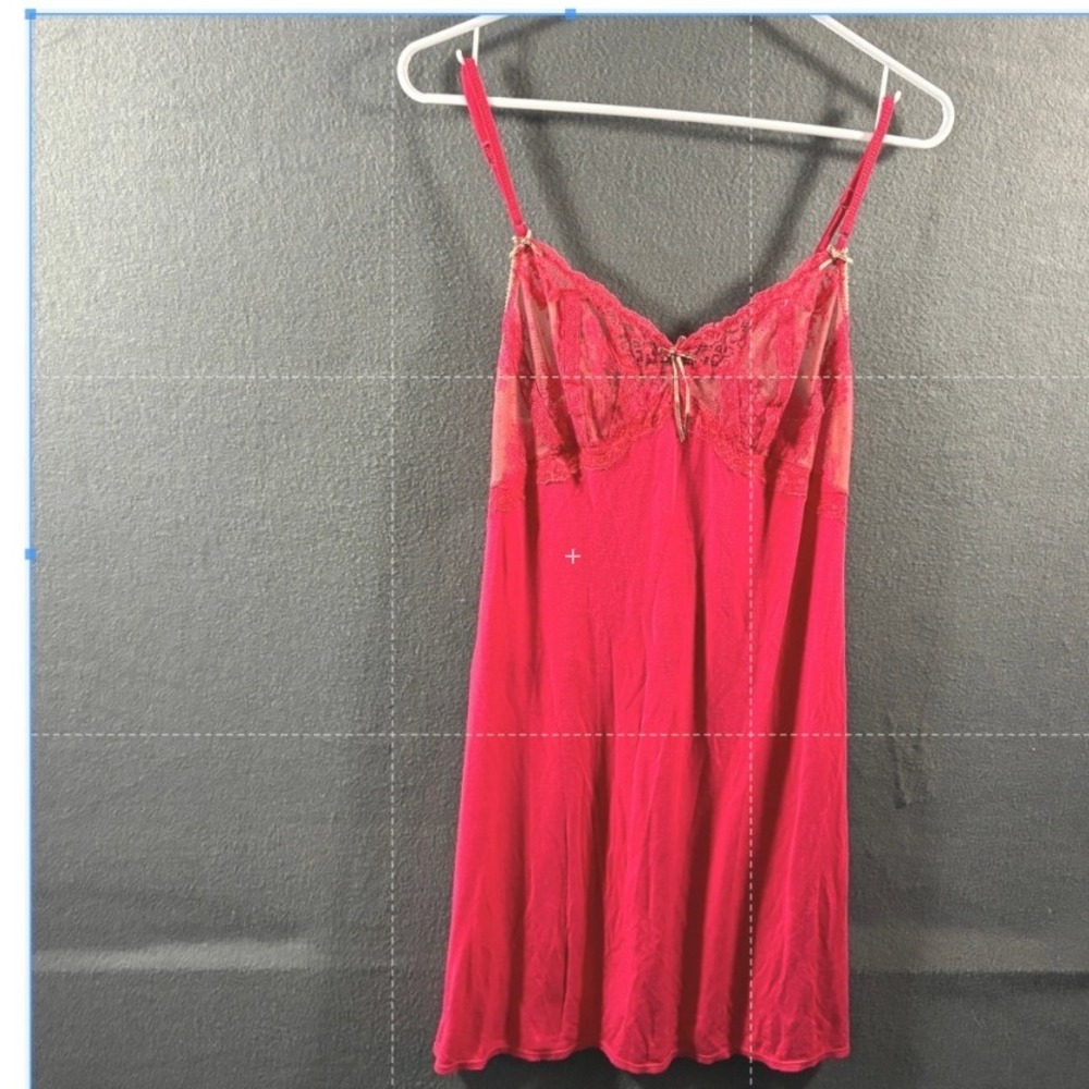 vintage y2k women babydoll slip dress Lace Trim Red Small vamp witchy festival